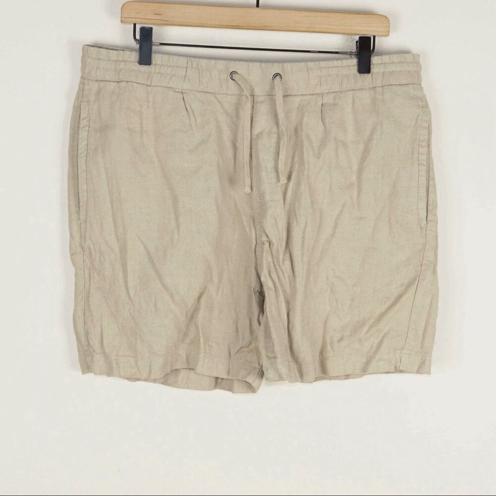 Zara Beige Casual Cotton Linen Blend Pull On Shorts Mens Sz XL